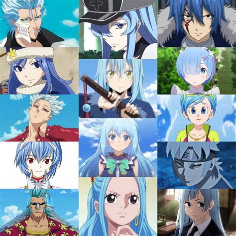 blue haired characters|anime characters that wear blue.